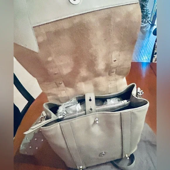 All Saints Gray Leather top handle, backpack and crossbody Studded - Picture 15 of 16